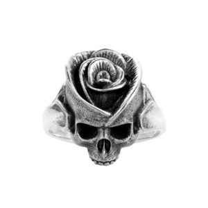 Rose Skull silver ring flower