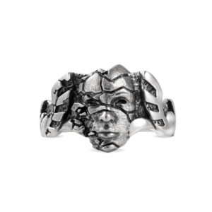 Shattered Mask silver ring cracks face