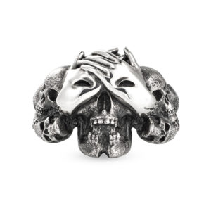 blind terror skull hands eyes silver ring