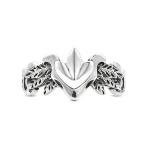 forest mark leaf feathers ring silver