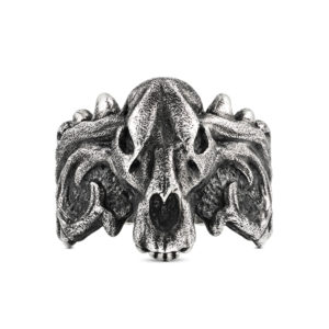 scourge skull thorns silver ring